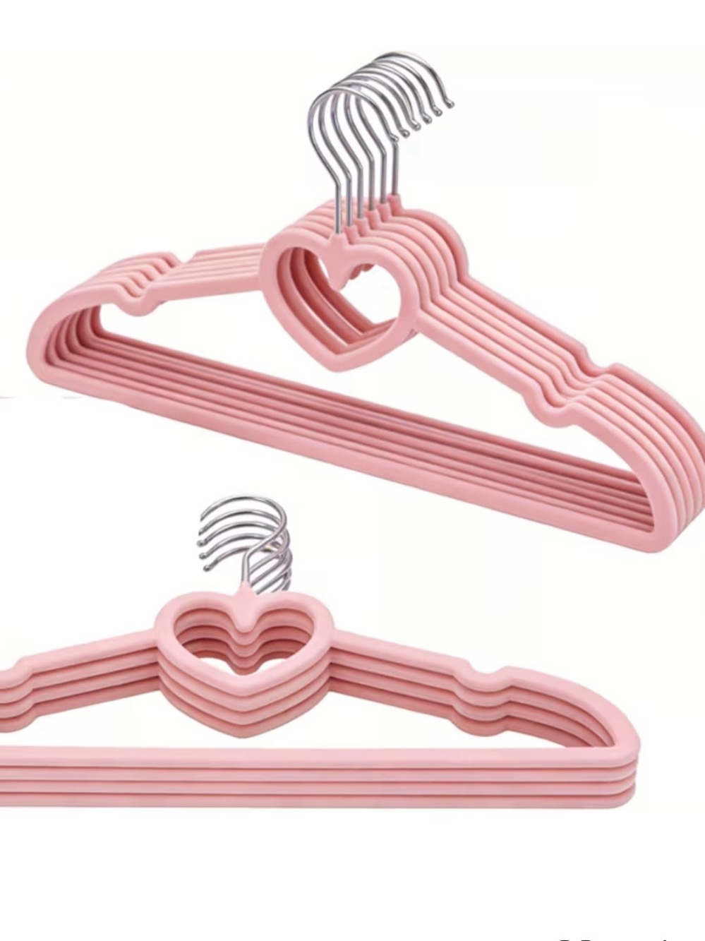 20pc Heart-Shaped Pink Velvet Hangers - Set